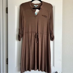 She + Sky Brown Dress Small NWT